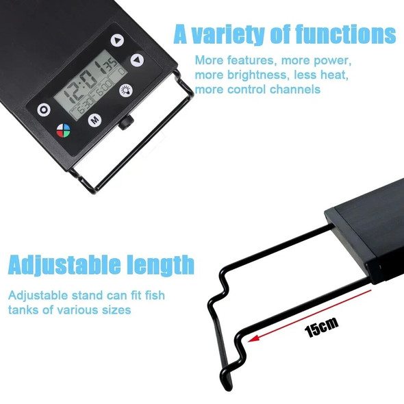 30-60cm Fish Tank 24/7 Full Spectrum Lighting LED Light Aquarium Decoration Aquatic Plant Growth Lamp Waterproof 100V-240V