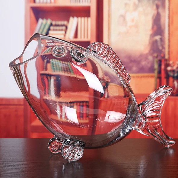 Fish glass bowl clear Transparent Glass Fish-shaped Aquarium Fish Tank Glass Home Living Room Office decoration Craft Ornaments