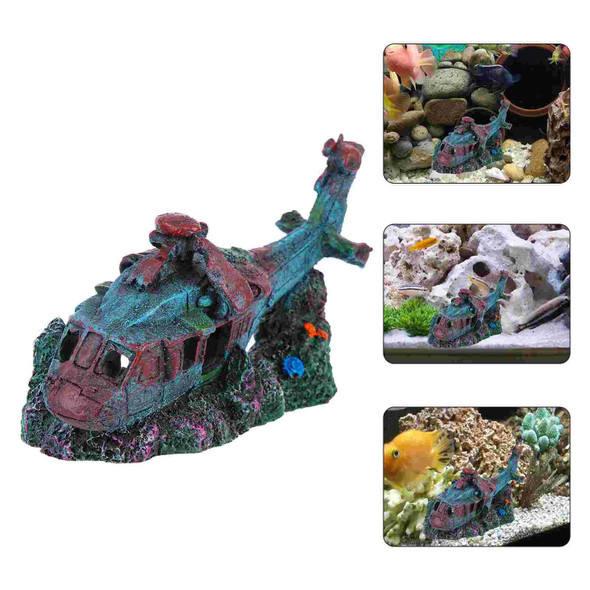 Ornament Fish Tank Landscaping Decoration Simulated Fighter Resin Aquarium Desktop Aircraft Wreckage Figurine