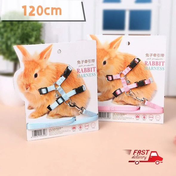 120CM Pet Rabbit Soft Harness Leash WIth Bell Adjustable Traction Rope Accessories for Pet Bunny Chinchilla Guinea Pig Run Walk 120CM Pet Rabbit Soft Harness Leash WIth Bell Adjustable Traction Rope Accessories for Pet Bunny Chinchilla Guinea Pig Run Walk