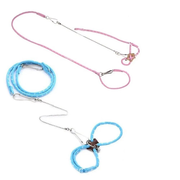 [ READY STOCK ] Pet Traction Rope Adjustable Soft Anti-bite Harness Leash With Bell For Bird Parrot Mouse Hamster Rat