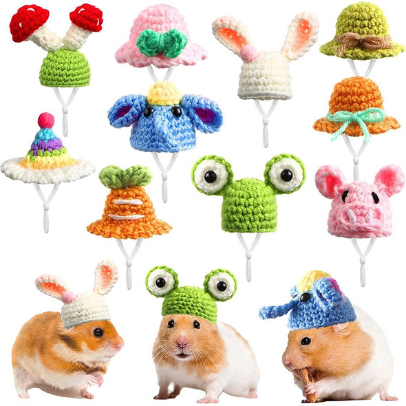 Cute Handmade Knitted Hat Hamster Decoration Chipmunk Guinea Pig Hamster Accessories Hamster Toy Hamster Supplies Small Pet Hat