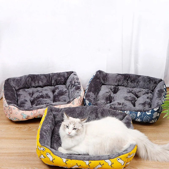 Pet Bed Dog Cat Square Plush Kennel Cattery Sofa Basket Ultra Soft Washable House Supplies Puppy Kitten Accessories