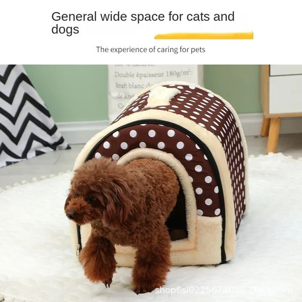 Pet Bed Dog House Kennel Soft Tent Indoor Enclosed Warm Plush Sleeping Nest Basket with Removable Cushion Travel Dog Accessory