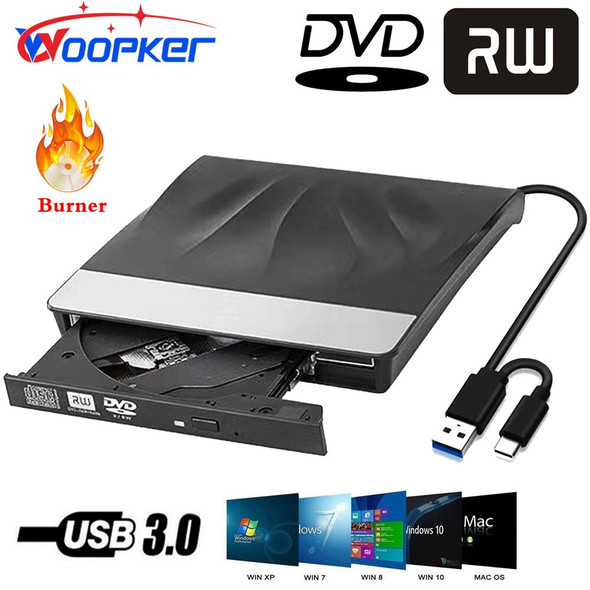 Woopker DVD RW Player B08 Type C Portable CD Burner Plug and Play Hi