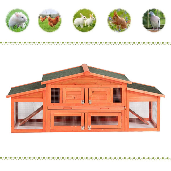 71x23x29 Inch Wooden Pet Cage Chicken Coop Hen House Large 2 Layer Rabbit Hutch Poultry Cage Habitat[US-Depot]