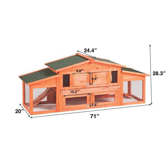 71x23x29 Inch Wooden Pet Cage Chicken Coop Hen House Large 2 Layer Rabbit Hutch Poultry Cage Habitat[US-Depot]