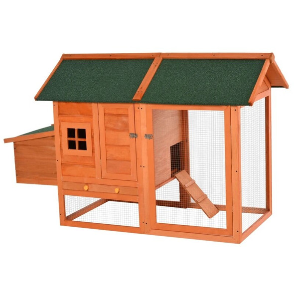 67" Wooden Chicken Coop Outdoor Chicken House Small Animal Habitat Hen House Poultry Cage with Removable Tray