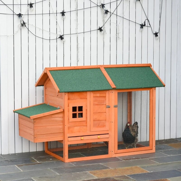 67" Wooden Chicken Coop Outdoor Chicken House Small Animal Habitat Hen House Poultry Cage with Removable Tray
