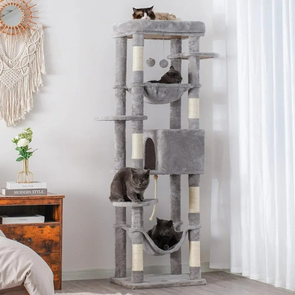 69 Inches XXL Cat Tower for Indoor Cats Bed Cats Climbing Tree Cozy Basket Freight Free Freight Free Houses and Habitats