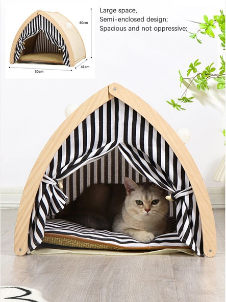 Solid wood Pet Cats tent house indoor big hiding house habitats sisal scratcher for kitten puppy small dogs Bed delivery room