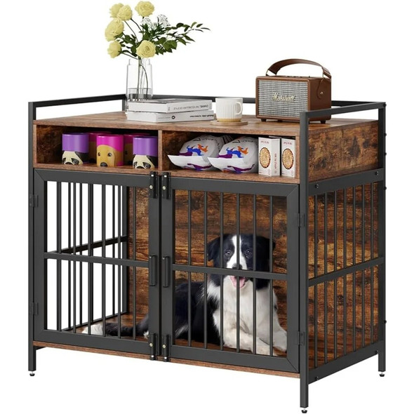 41 Inch Dog Crate Furniture Large Breed With Double Doors Little Houses for Dogs Hold Up to 70 Lbs Houses & Habitats Dog's House