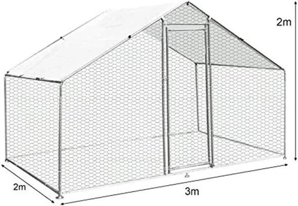 Large Chicken Coop Walk-in Metal Poultry Cage House Rabbits Habitat Cage Spire Shaped Coop with Waterproof and Anti-Ultraviolet