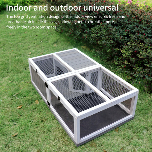 Tortoise Habitat Wooden Tortoise House w/Removable Waterproof Tray Indoor Turtle Enclosure for Small Animals Outdoor Wooden Rept