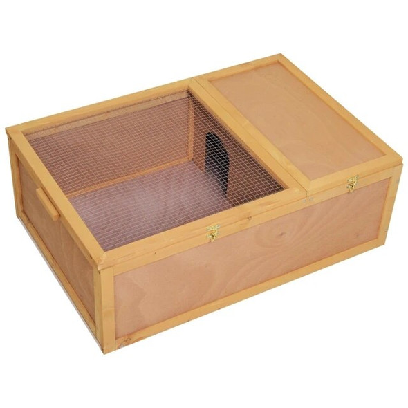 Wooden Tortoise House with Balcony, 2 Tiers Large Tortoise Habitat Indoor, Outdoor Reptile Cage with Ladder, Openable Roofs