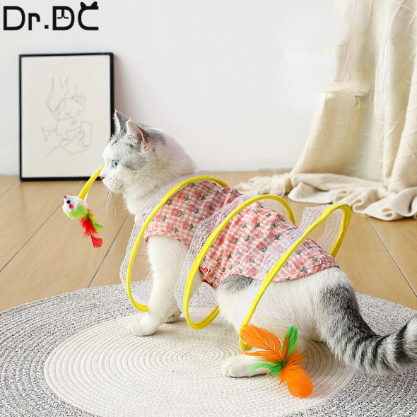 Dr.DC Cat Tunnel For Indoor Cats Collapsible Toy Coil Spiral Colorful Springs Cat Pet Crinkle Tunnels For Indoor Pet Supplies