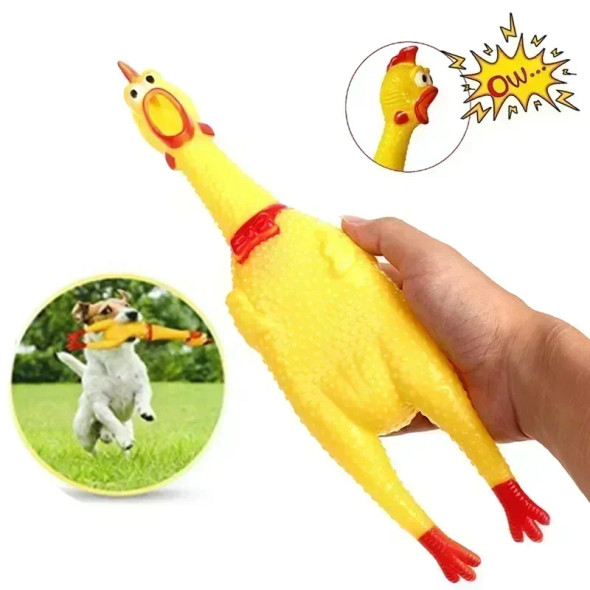 New Pet Dog Squeak Toy Screaming Chicken Squeeze Dog Chew Toy Durable and Fun Yellow Rubber Exhaust Chicken 17CM 31CM 40CM Toys