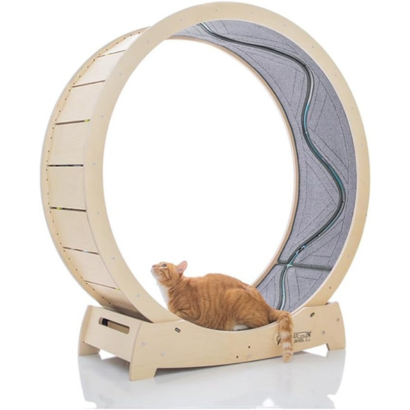 Cat Treadmill, Exercise Wheel for Running, Spinning, Scratching, and Climbing for Indoor Cats, Premium Birch Wood, Eco-Friendly