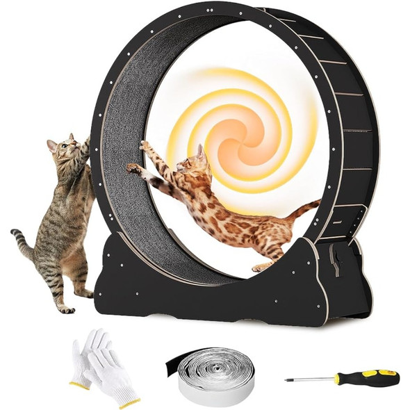 Cat Wheels for Indoor Cat, Cat Wheel with Carpeted Runway, Cat Exercise Wheel for Kitty’s Longer Life,Pet Products