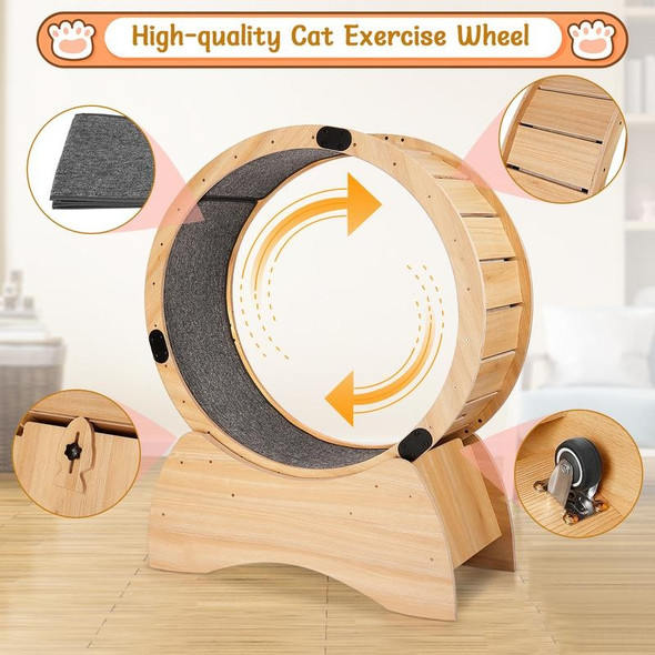 Cat Exercise Wheel Running, Spinning, and Scratching Fun, Cat Treadmill with Carpeted Runway