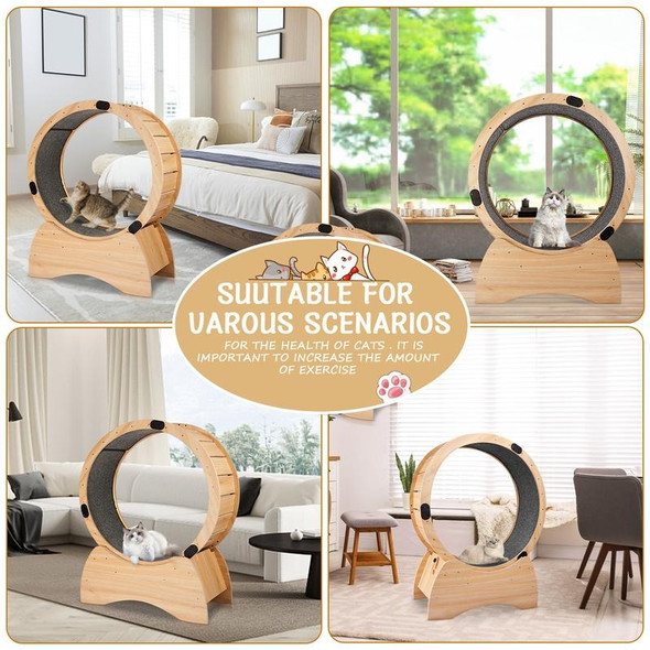 Cat Exercise Wheel Running, Spinning, and Scratching Fun, Cat Treadmill with Carpeted Runway