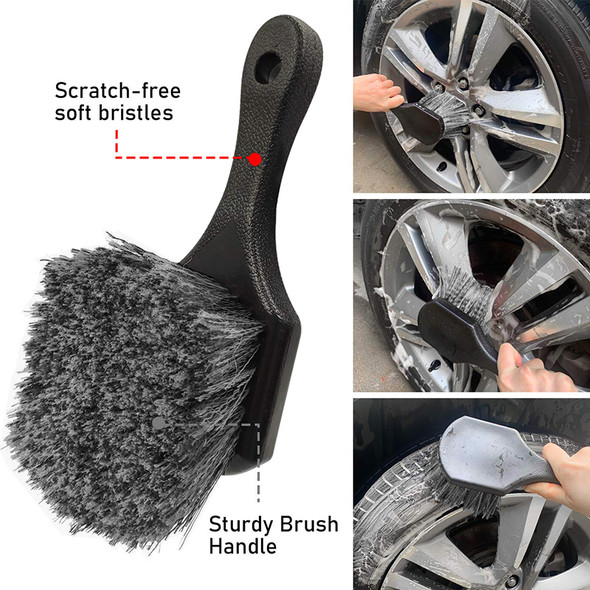 SEAMETAL Car Wheel Brush Set Tire and Rim Cleaning Brush Car Detailing Washing Kit Tools Include Car Wash Glove Sponge Towel