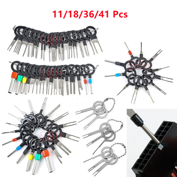 11/18/36/41Pcs Universal Car Terminal Removal Repair Tool Wire Plug Connector Extractor Puller for Car Disassembly Hand tool