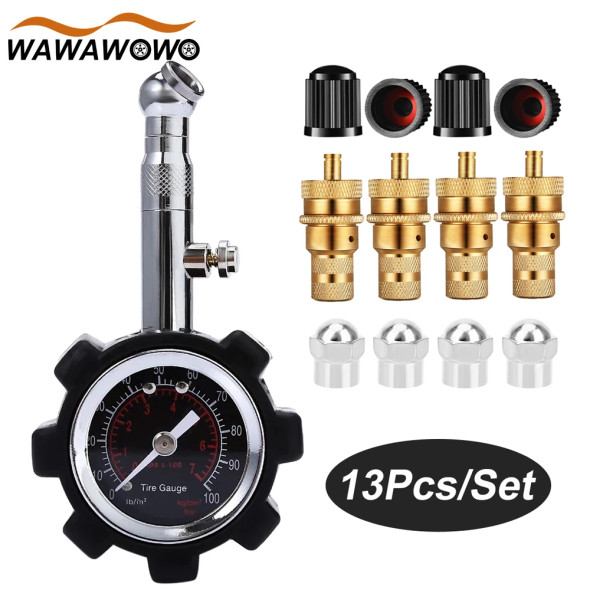 Tire Deflator Kits- Air Pressure Gauge Adjustable Automatic Motorcycles, Perfect Tire Deflator with Gauge for Jeep, Cars, Trucks