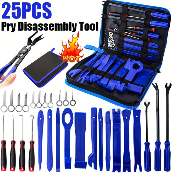 25pcs Hand Tool Set Pry Disassembly Tool Interior Door Clip Panel Trim Dashboard Removal Tool Kit Auto Car Opening Repair Tool
