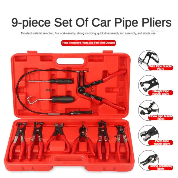 9pcs car hose pipe bundle pliers quick wire breaker oil pipe separation pliers disassembly and assembly car repair tool set