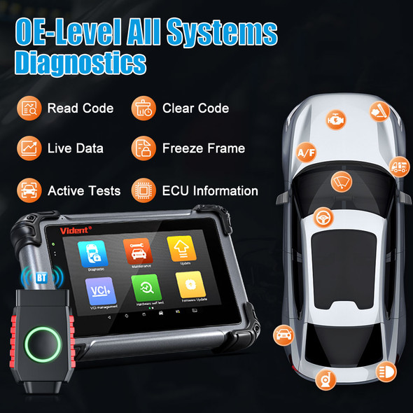 Vident iSmart800Pro BT OBD2 Bluetooth Car Diagnostic Tools 40 Reset Function Key Programmer BiDirectional Sanner CAN FD Protocol