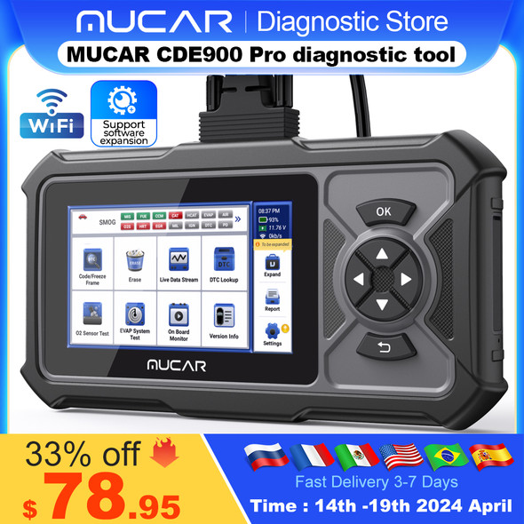 MUCAR CDE900 Pro OBD2 Diagnostic Tool Full System Diagnose 28 Reset/Maintenance Bi-directional ECU Coding obd 2 Scanner 32GB