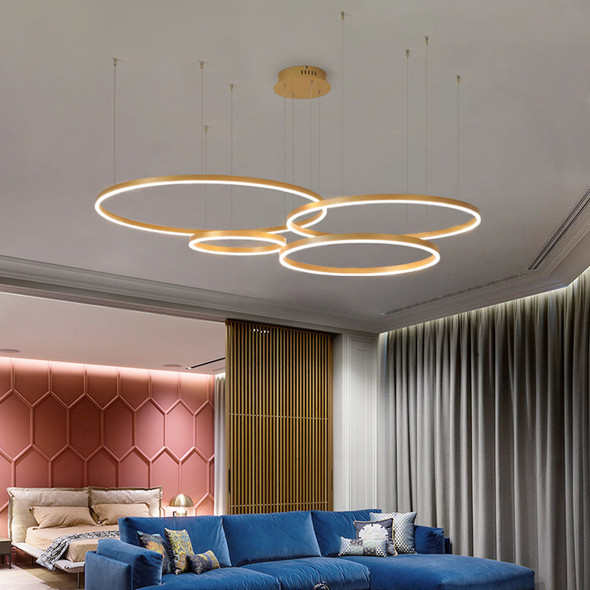 2020 Modern Led Chandelier Home Lighting Brushed Rings Ceiling Mounted