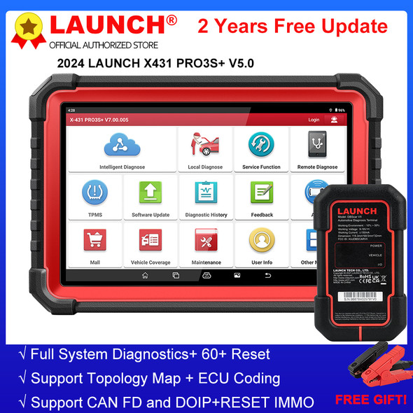 LAUNCH X431 PRO3S+ V5.0 Full Functions Diagnostic Tools Auto OBD2 Scanner CAN FD RESET IMMO ECU Coding OEM Topology Mapping