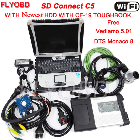 Wifi MB Star C5 Car Diagnostic Tool with Software 2023-09 SSD and CF-19 i5 Toughbook full kit Ready to use SD C5 Diagnosis Tool