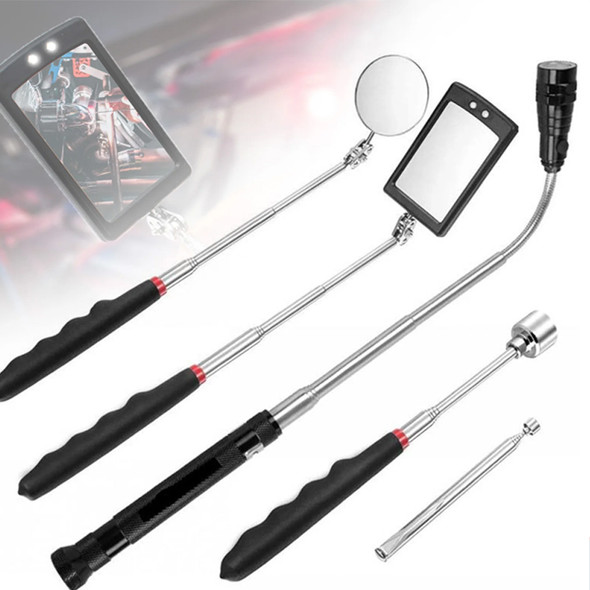 Car Mirror Portable Telescoping Flexible Head Inspection Mirror LED Light Adjustable 360 Degree Swivel Viewing Auto Hand Tools