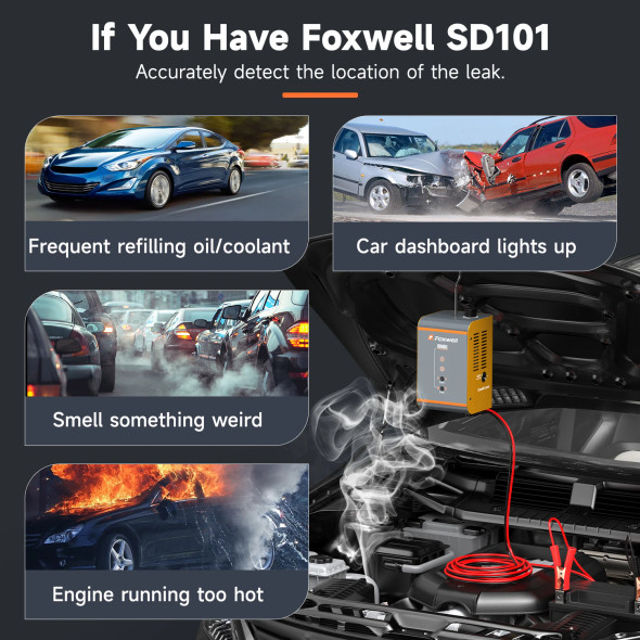 FOXWELL SD101 Car Smoke Leak Detector 12V Automotive EVAP Leakage Detector Oil Pipe Smoke Generator Mechanical Inspection Tools