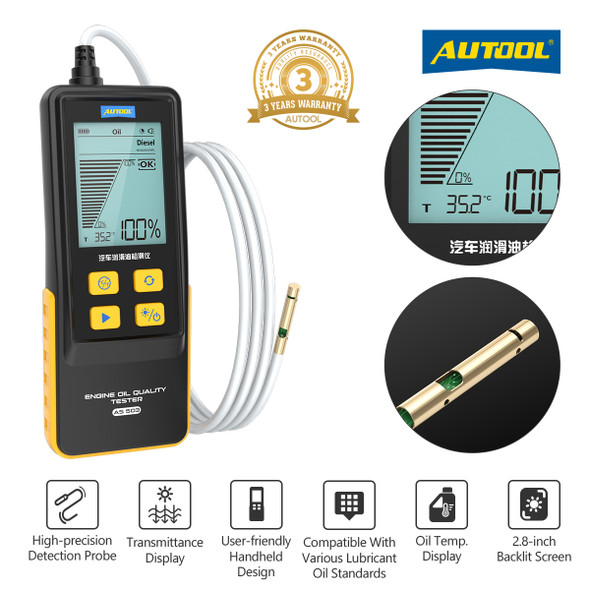 AUTOOL AS503 Automotive Engine Oil Tester Diesel Engine Lubricating Oil Analyzer Hose Probe Detection Tool Car Inspection Tools
