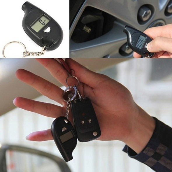 Portable Keychain Tire Pressure Gauge Digital Display Car Motorcycle Tyre Pressure Detector LCD 5-100 PSI Tire Inspection Tools