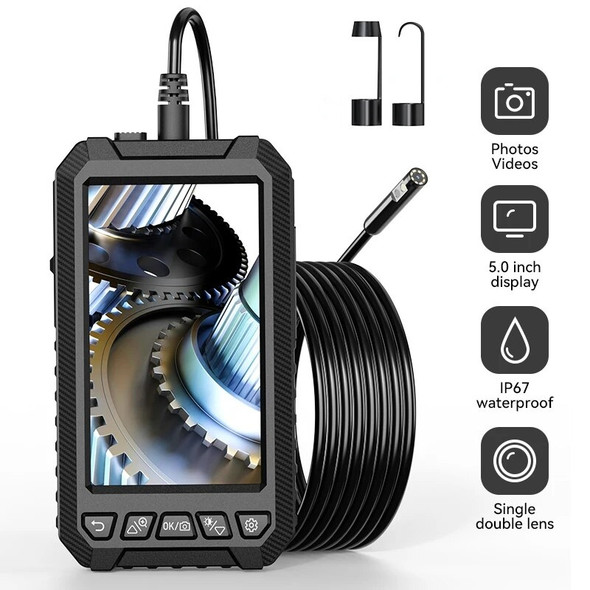 5.0Inch IPS Industrial Endoscope Camera 8mm HD1080P Dual & Single Lens Inspection Tool Borescope Waterproof For Car Sewer Piping