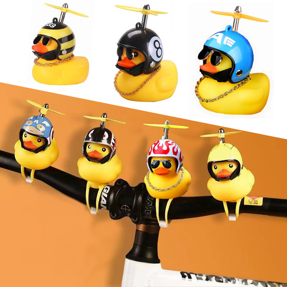 Motorcycle Cute Wind-breaking Duck Small Yellow with Helmet Airscrew Cycling Decoration Ornament Decor Equipments Parts