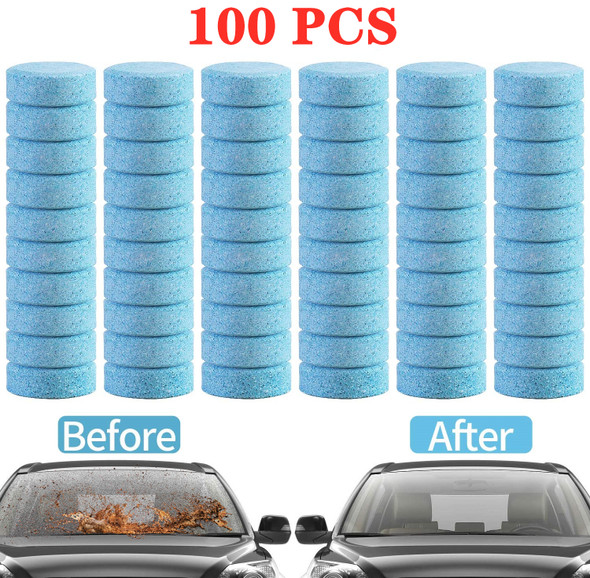 100 Pcs Car Effervescent Washer Tablet Auto Glass Washing Tablet Car Windscreen Cleaner Windscreen Glass Cleaning Tablet