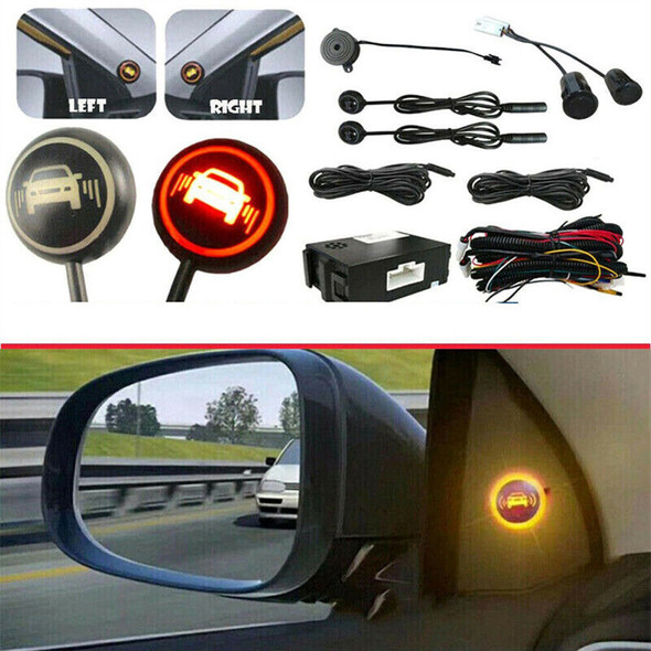 12V Blind Spot Monitoring System Assist Lane Changing Car Blind Spot Detection Parking Sensor Kit Ultrasonic Radar Detection Set