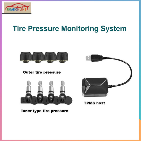 Roadonline Smart Car TPMS Tyre Monitoring System Digital TMPS Screen Display USB Auto Security Alarm Tire Pressure Sensor