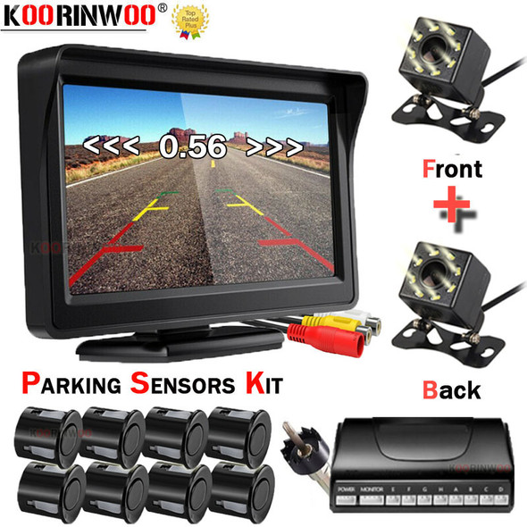 Koorinwoo 360 Bird Parktronic Car Screen Dash Board Video Parking Sensor 8 Front camera + Rear view Camera Car Accossries Buzzer