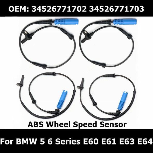 34526771702 34526771703 4Pcs Car Front Rear ABS Wheel Speed Sensor for BMW 5' 6' E60 E61 E63 E64 525i 528i 530i 540i Auto Parts