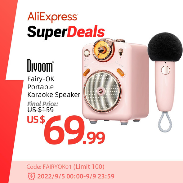 Divoom Fairy OK Portable Bluetooth Speaker with Microphone Karaoke Divoom Fairy OK Portable Bluetooth Speaker with Microphone Karaoke