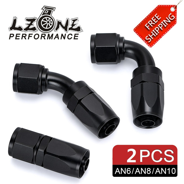 2PCS AN4 AN6 AN8 AN10 Straight 45 90 180 Degree Oil Fuel Swivel Hose End Fitting Oil Hose End Adaptor Kit