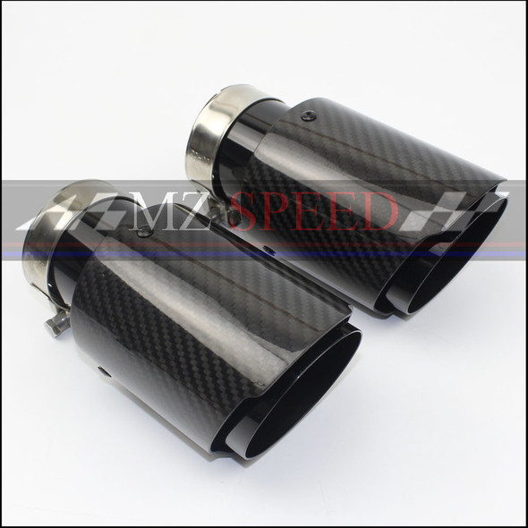 1pcsCar Carbon Fibre Glossy Exhaust System Muffler Pipe Tip Straight Universal Blue Stainless Mufflers Decorations For Akrapovic