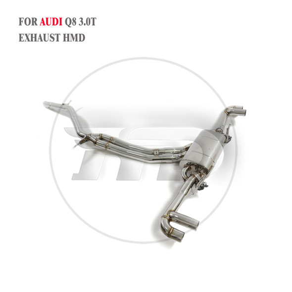 HMD Stainless Steel Exhaust System Performance Catback for Audi Q8 3.0T Single Pipe Version Muffler With Valve